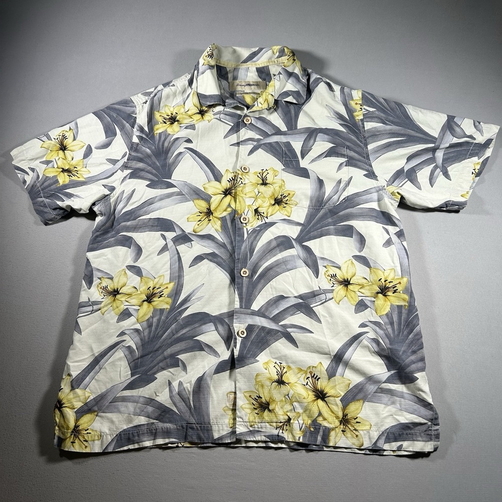 Mens Tommy Bahama‎ Original Fit 100% Silk Hawaiian Aloha Camp Tropical Floral M